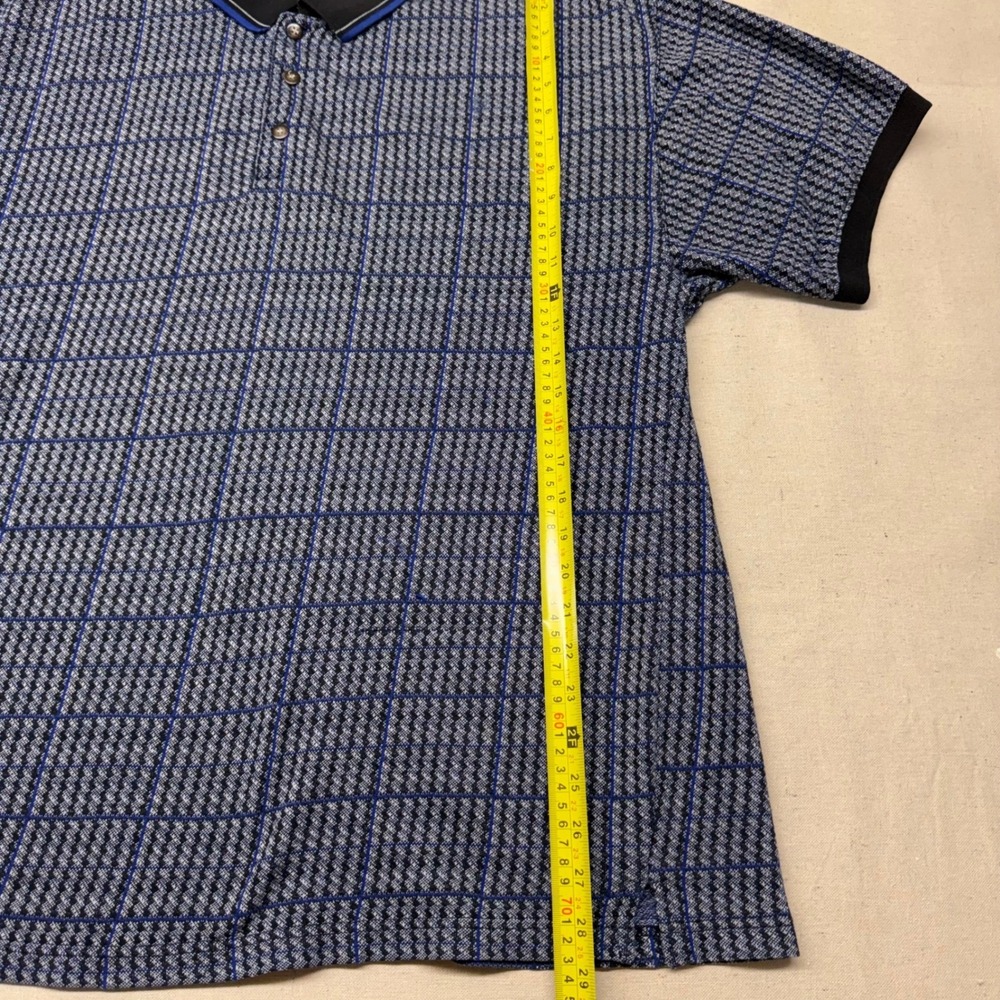 Pierre Cardin Mens XXL Polo Shirt Blue Grid Textured Knit Short Sleeve RN 40330 - Picture 3 of 8